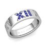 Custom Pave Set Roman Numeral Wedding Band with Diamond or Gemstone