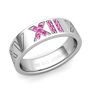 Custom Pave Set Roman Numeral Wedding Band with Diamond or Gemstone