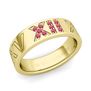 Custom Pave Set Roman Numeral Wedding Band with Diamond or Gemstone