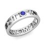 Custom Modern Roman Numeral Wedding Ring with Diamond and Gemstone, 5mm