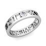 Custom Modern Roman Numeral Wedding Ring with Diamond and Gemstone, 5mm