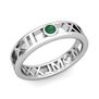 Custom Modern Roman Numeral Wedding Ring with Diamond and Gemstone, 5mm