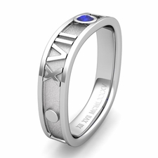 Custom Square Roman Numeral Wedding Band with Diamond or Gemstone, 5mm