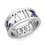 Custom Made 3 Stone Roman Numeral Wedding Ring Band, 9mm