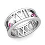 Custom Made 3 Stone Roman Numeral Wedding Ring Band, 9mm
