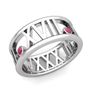 Custom Made 3 Stone Roman Numeral Wedding Ring Band, 9mm