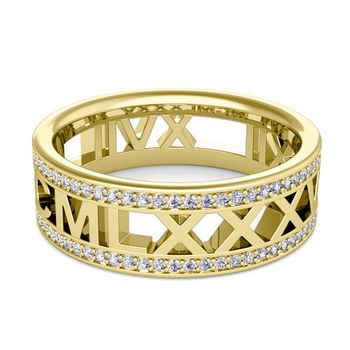 Sac Silver 925 Sterling Silver Roman Numeral Eternity Band Ring – Unisex, Sizes 4-12, Modern