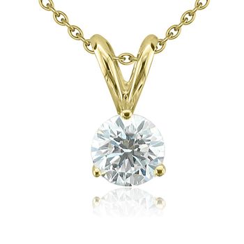 Solitaire Diamond Necklace in 14k Yellow Gold, 3-Prong (FG, VS2, 0.50 ct)