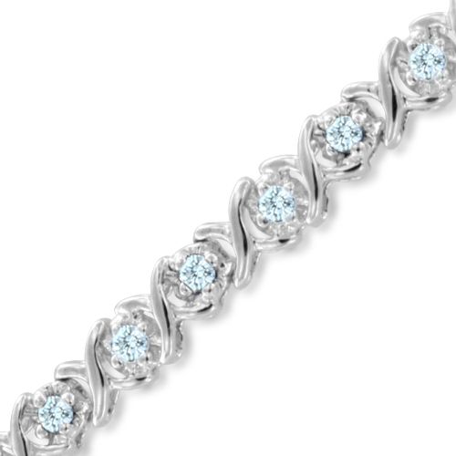 XOXO Diamond Tennis Bracelet In 14k White Gold 7" Bracelet