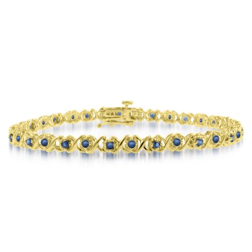 XOXO Sapphire Bracelet In 14k White Gold 7" Tennis Bracelet