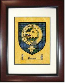 Denoon Tartan / Clan Badge Framed Print