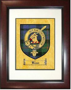 Kean Tartan / Clan Badge Framed Print