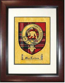 Macfarlane Tartan / Clan Badge Framed Print