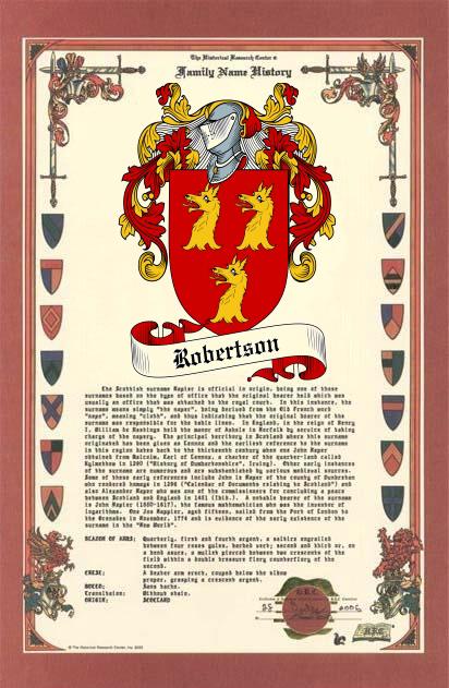 Robertson Surname History Family Crest Robertson Surname History Family Crest