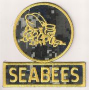 3-Color Gold Navy digital Camo seabee Patch(right side)