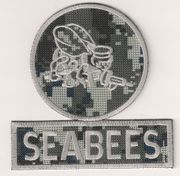 3-Color Silver Navy digital Camo seabee Patch(right side)