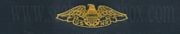 NAVAL RESERVE, Breast Device, Embroidered in Gold Thread on BLUE coverall fabric