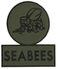 6" tall X 5" (OD) Olive Drab green seabee patch (gun Left)