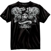 80372 BLACK INK USMC ''RAGING SKULLS'' - BLACK T-SHIRT