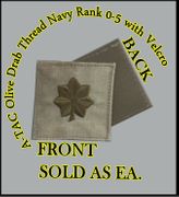 A-TACS NAVY OFFICER RANK 05-CDR, COYOTE thread  with Velcro(r) backing.