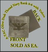 A-TACS NAVY OFFICER RANK 06-CAPT,  OLIVE DRAB thread   with Velcro(r) backing.