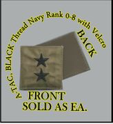 A-TACS NAVY OFFICER RANK 08-RADM, BLACK THREAD  with Velcro(r) backing.