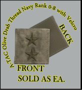 A-TACS NAVY OFFICER RANK 08-RADM,  OLIVE DRAB thread   with Velcro(r) backing.