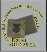 A-TACS NAVY PETTY OFFICER RANK E-6-PO-1, BLACK THREAD  with Velcro(r) backing.