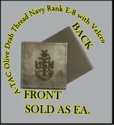 A-TACS NAVY  RANK E-8-SCPO,  OLIVE DRAB thread   with Velcro(r) backing.