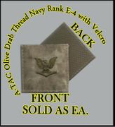 A-TACS NAVY RANK E4 PO-3   OLIVE DRAB thread   with Velcro(r) backing.