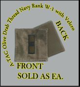 A-TACS NAVY RANK WO1,  OLIVE DRAB thread   with Velcro(r) backing.