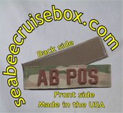 AB POS BLOOD TYPE IN SPICE BROWN ON MULTICAM TAPE With Velcro