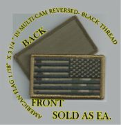 AMERICAN FLAGS  1 7/8 X 3 1/4 INCH MULTICAM - REVERSED - BLACK THREAD