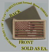 AMERICAN FLAGS  1 7/8 X 3 1/4 INCH MULTICAM - FORWARD- BROWN THREAD With Velcro