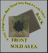 ATACS FOLIAGE GREEN USN RANK CDR (05) in black thread with Velcro(r) backing