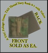 ATACS FOLIAGE GREEN USN RANK ENS (01) in black thread with Velcro(r) backing