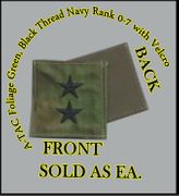 ATACS FOLIAGE GREEN USN RANK RADM (08) in black thread with Velcro(r) backing