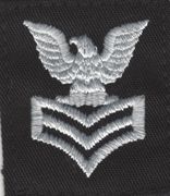 Cap Device 1st Class Petty Officer E-6 Navy Embroidered Silver on Black