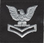 Cap Device 2nd Class Petty Officer E-5 Navy Embroidered Silver on Black
