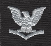 Cap Device 3rd Class Petty Officer E-4 Navy Embroidered Silver on Black