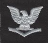 Cap Device 3rd Class Petty Officer E-4 Navy Embroidered Silver on Black