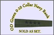 Collar Device O-10 Admiral Embroidered  (Pair), OD Green 