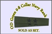 Collar Device O-8 Rear Admiral Upper Embroidered   (Pair), OD Green 