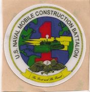 COMMAND HARDHAT STICKERS, Naval Mobile Construction Battalion 1 command hardhat sticker