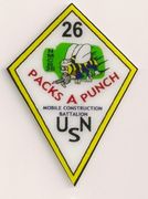 COMMAND HARDHAT STICKERS, Naval Mobile Construction Battalion 26 IN White