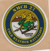 COMMAND HARDHAT STICKERS, Naval Mobile Construction Battalion 27,  2.5 Diameter