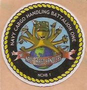 COMMAND HARDHAT STICKERS, NAVY CARGO HANDLING BATTION ONE 