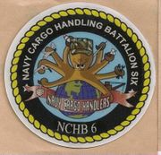 COMMAND HARDHAT STICKERS, NAVY CARGO HANDLING BATTION SIX 