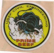 COMMAND HARDHAT STICKERS, USAF CIVIL ENGINEERING NEW PRIME BEEF 