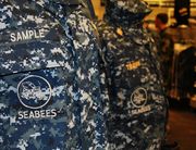 embroidered the seabee insignia on the Left side Pocket Silver 